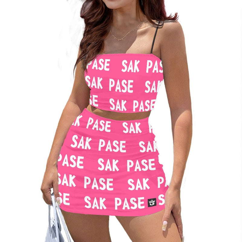 TMMG HAITI PINK SAK PASE TOP SKIRT SUIT