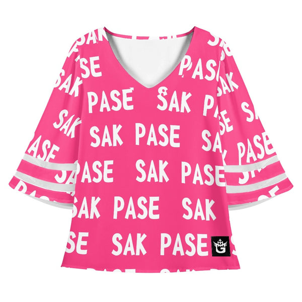 TMMG HAITI PINK SAK PASE Women Puff Sleeve Blouse
