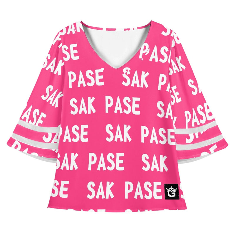 TMMG HAITI PINK SAK PASE Women Puff Sleeve Blouse
