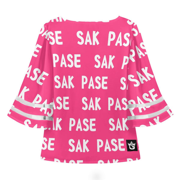 TMMG HAITI PINK SAK PASE Women Puff Sleeve Blouse