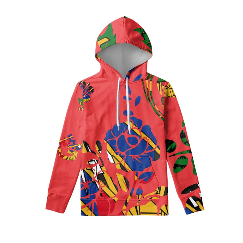 TMMG HAITI RED HAITIAN FLAG CHOUBLAK FLOWER HOODIE AND JOGGERS SET