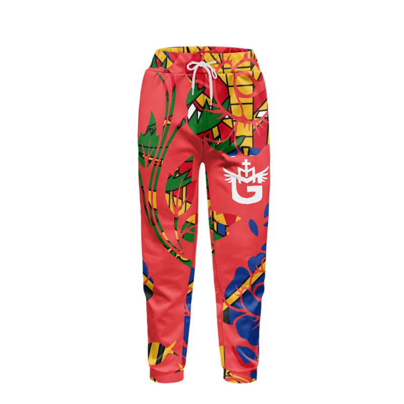 TMMG HAITI RED HAITIAN FLAG CHOUBLAK FLOWER HOODIE AND JOGGERS SET