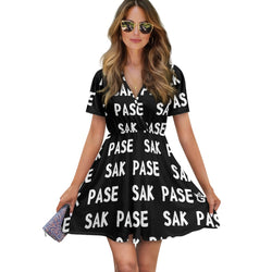 TMMG HAITI SAK PASE Ladies V-neck short-sleeved dress