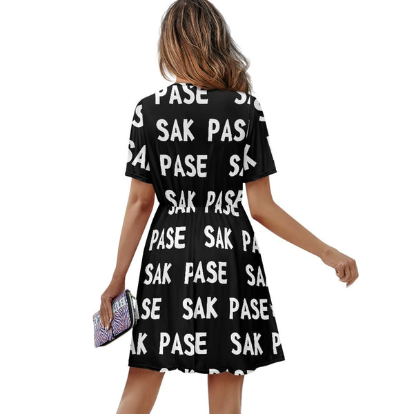 TMMG HAITI SAK PASE Ladies V-neck short-sleeved dress