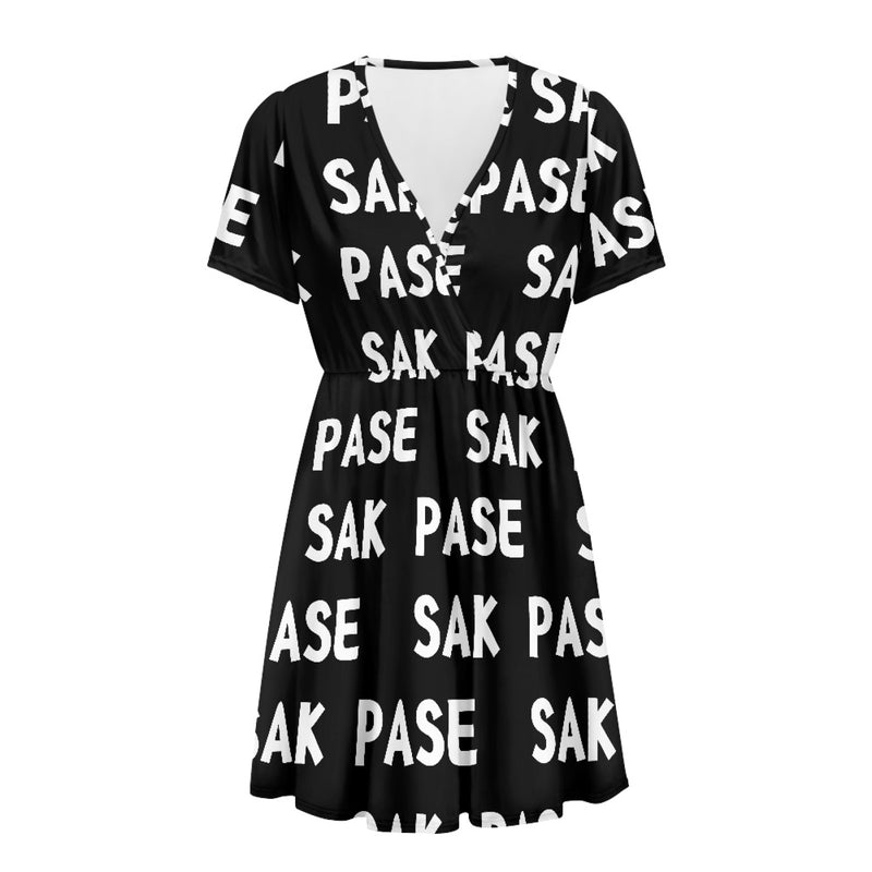 TMMG HAITI SAK PASE Ladies V-neck short-sleeved dress