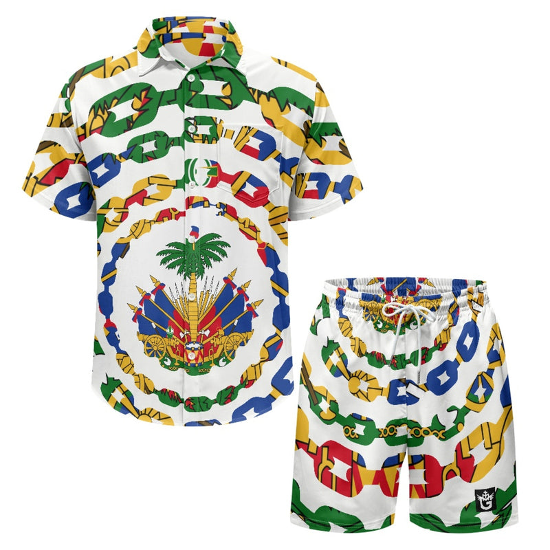 TMMG HAITI HAITIAN FLAG URBAN LINK MEN'S CABANA SET