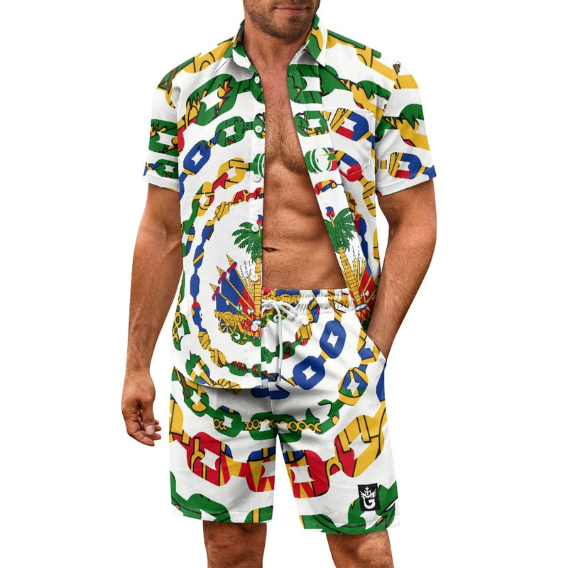 TMMG HAITI HAITIAN FLAG URBAN LINK MEN'S CABANA SET