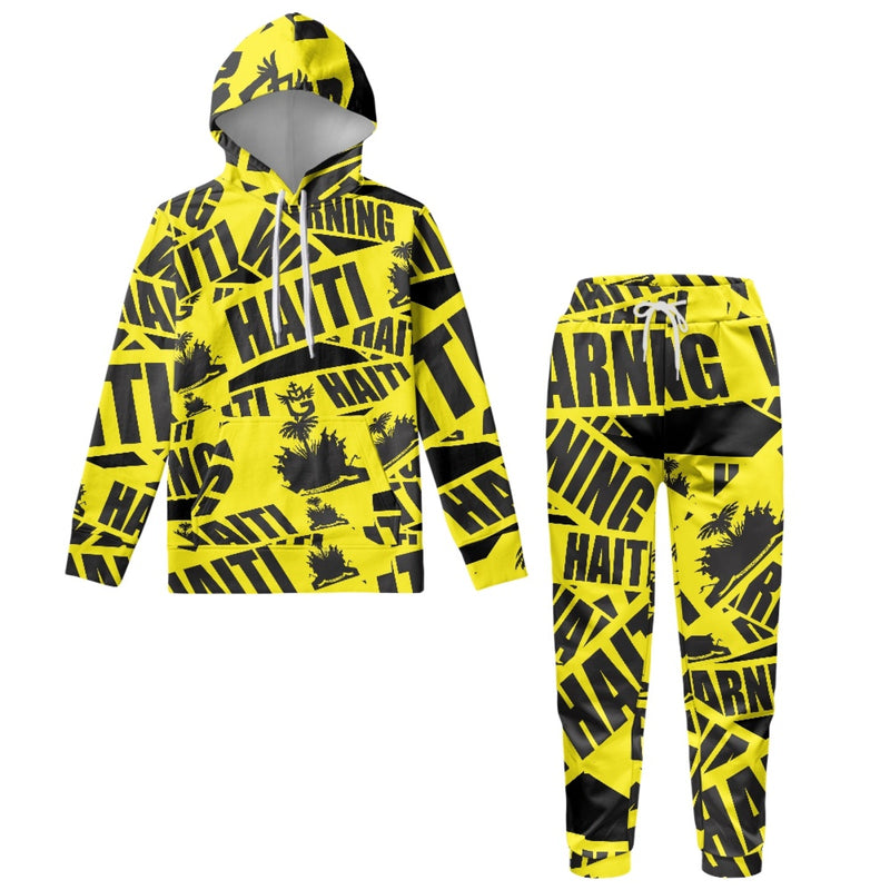 TMMG HAITI WARNING PRINT HOODIE AND JOGGERS SET