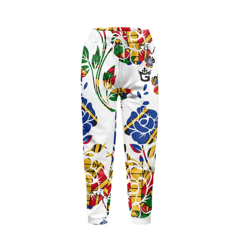 TMMG HAITI WHITE HAITIAN FLAG CHOUBLAK FLOWER HOODIE AND JOGGERS SET