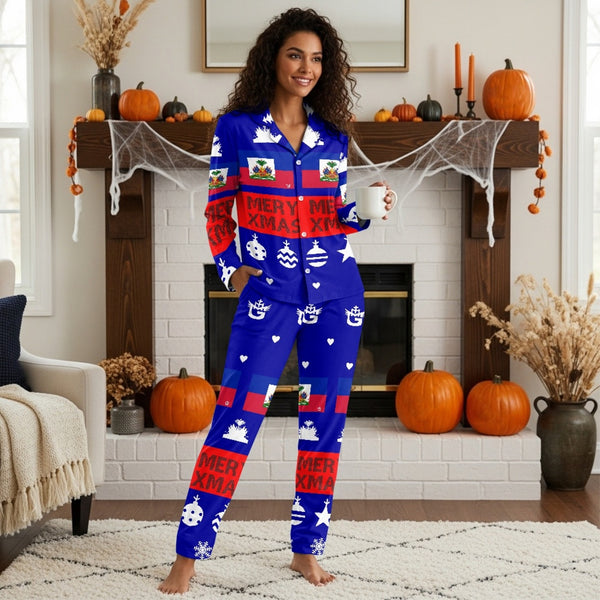 TMMG HAITI WOMEN'S BLUE XMAS PAJAMA SET