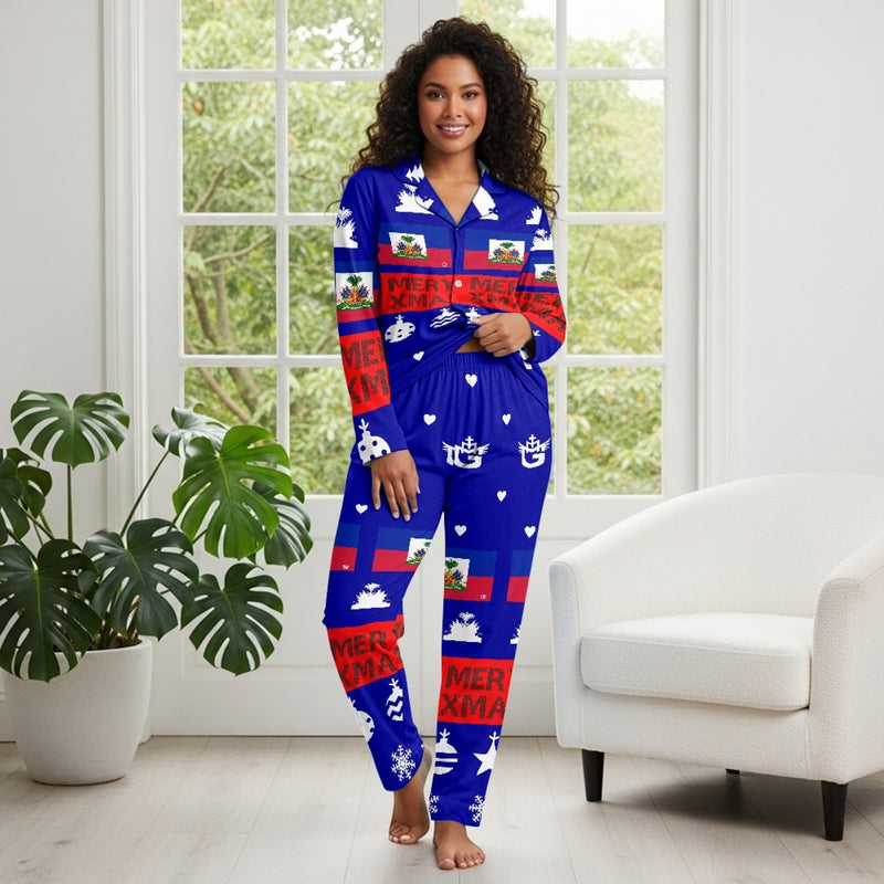 TMMG HAITI WOMEN'S BLUE XMAS PAJAMA SET
