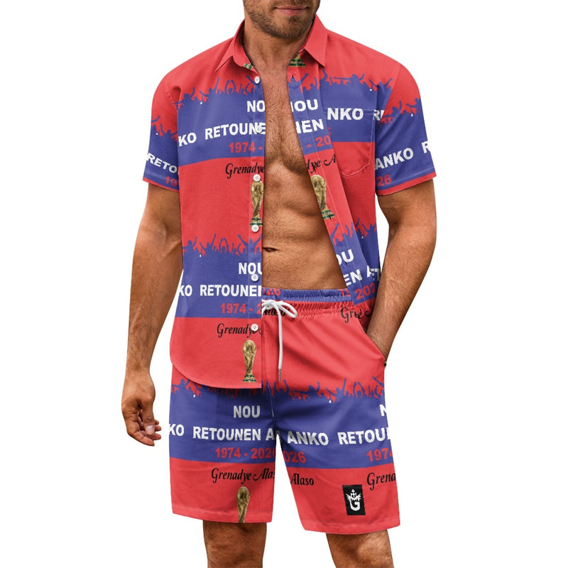 TMMG HAITI WORLD CUP 2026 RED AND BLUE NOU RETOUNEN ANKO CABANA SET