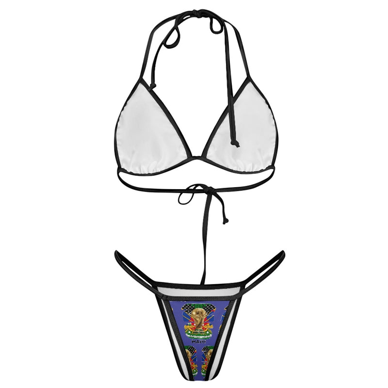 TMMG HAITI WORLD CUP 2026 Women's Blue Triangle Bikini with Thong Bottom