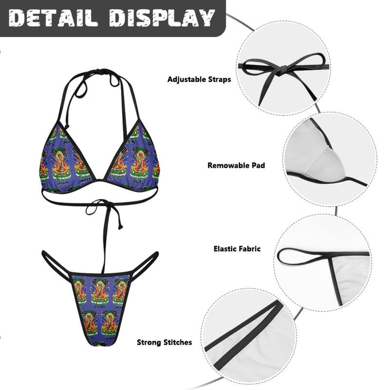 TMMG HAITI WORLD CUP 2026 Women's Blue Triangle Bikini with Thong Bottom