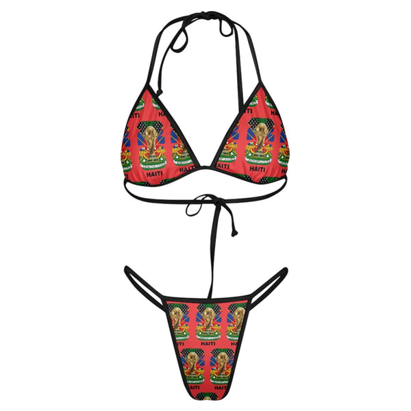 TMMG HAITI WORLD CUP 2026 Women's red Triangle Bikini with Thong Bottom