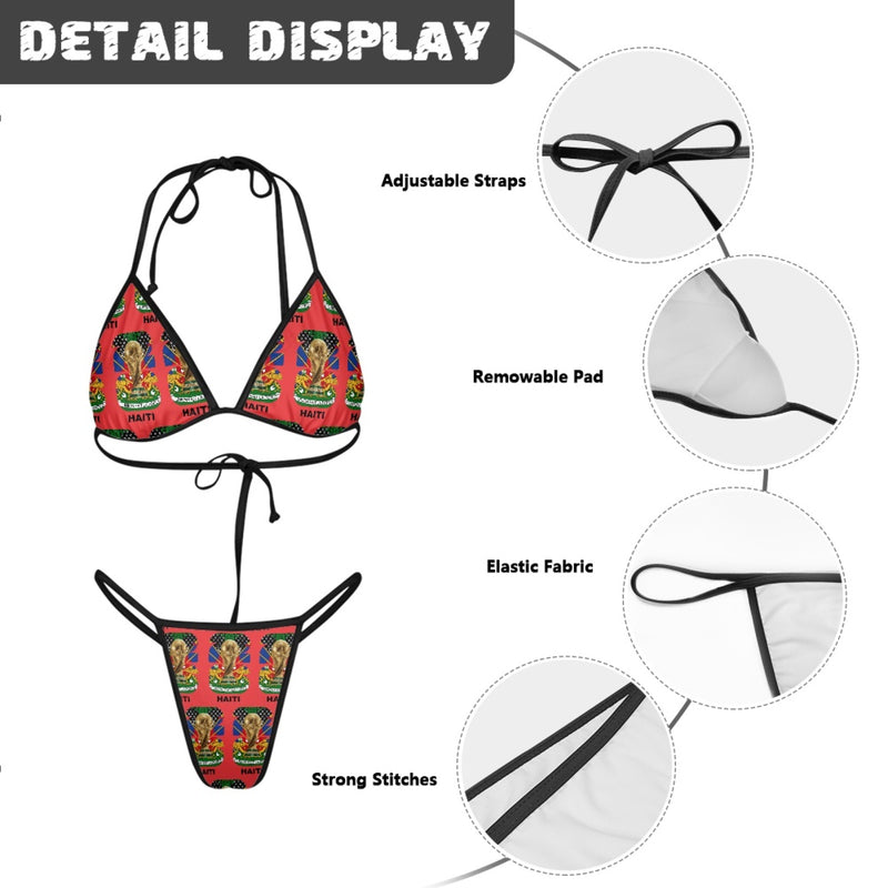TMMG HAITI WORLD CUP 2026 Women's red Triangle Bikini with Thong Bottom