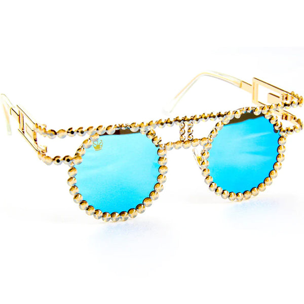 TMMG x Summerz Fashion Trillionaire Crystal Golden Ocean Gold Sunglasses