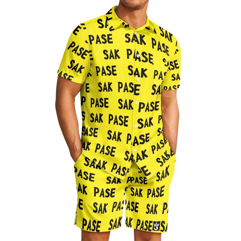 TMMG YELLOW AND BLACK SAK PASE MEN'S CABANA SET