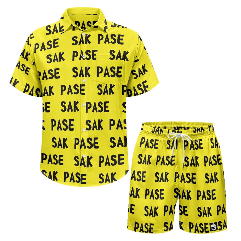 TMMG YELLOW AND BLACK SAK PASE MEN'S CABANA SET