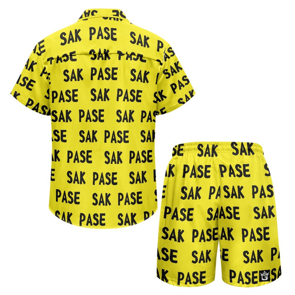 TMMG YELLOW AND BLACK SAK PASE MEN'S CABANA SET