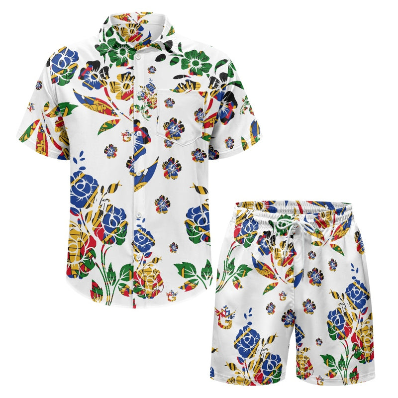 TMMG HAITI NATIONAL FLOWER CHOUBLAK HIBISCUS MEN'S CABANA SET