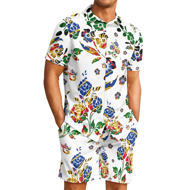 TMMG HAITI NATIONAL FLOWER CHOUBLAK HIBISCUS MEN'S CABANA SET