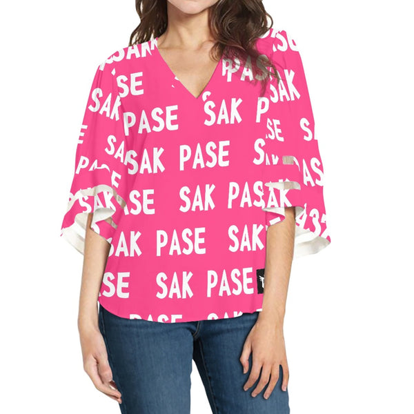 TMMG HAITI PINK SAK PASE Women Puff Sleeve Blouse