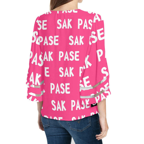 TMMG HAITI PINK SAK PASE Women Puff Sleeve Blouse