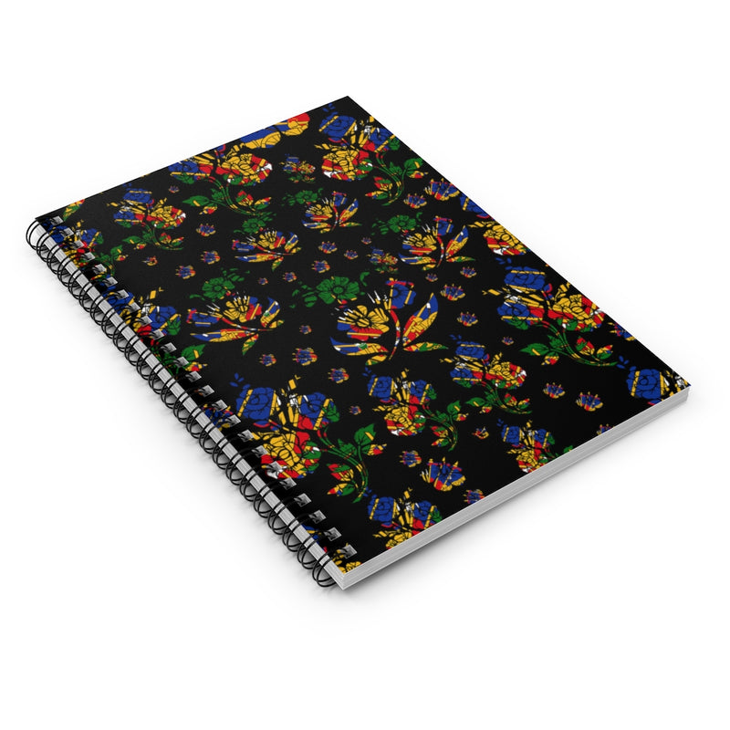 TMMG Haitian Flag Choublack Flower Spiral Notebook - Ruled Line