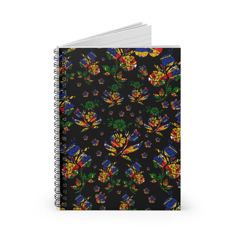 TMMG Haitian Flag Choublack Flower Spiral Notebook - Ruled Line