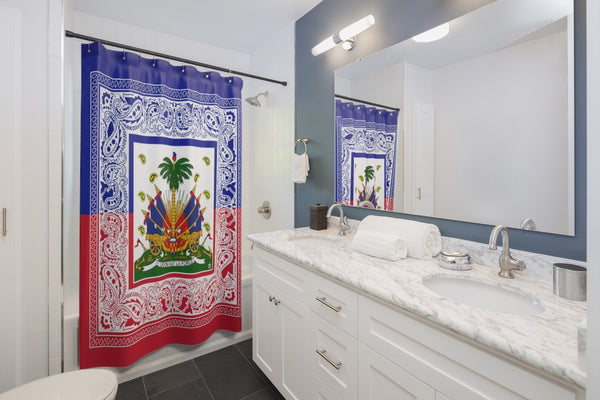TMMG Haitian Flag Bandana Shower Curtains