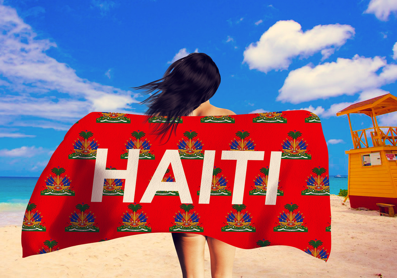 TMMG RED HAITIAN FLAG BEACH TOWEL