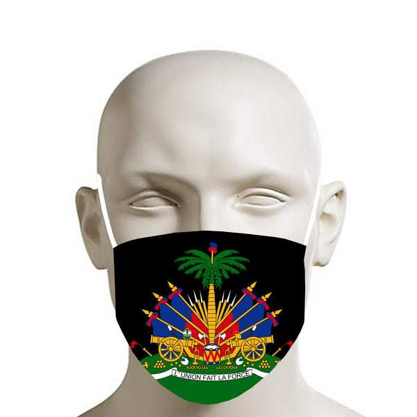 BLACK TMMG HAITIAN FLAG FACE MASK