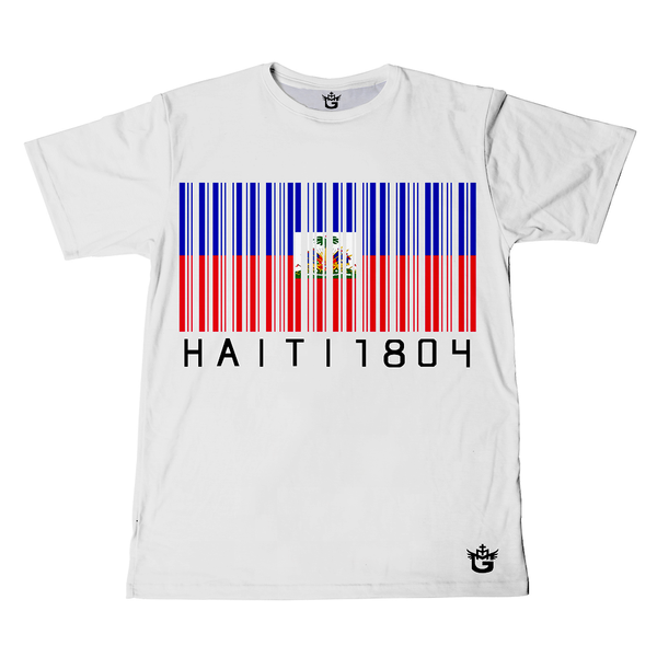 TMMG CYAN BLUE HAITI 1804 BAR CODE T-SHIRT