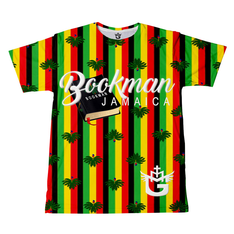 TMMG BOOKMAN JAMAICA HAITI FLAG PALM TREE LEAVES RASTAFARI T-SHIRT