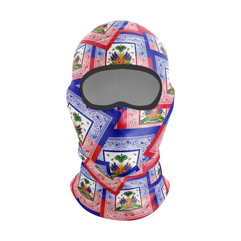 USA Haiti Friendship Flag Neck Gaiter - Patriotic Heart Design Face Cover Scarf