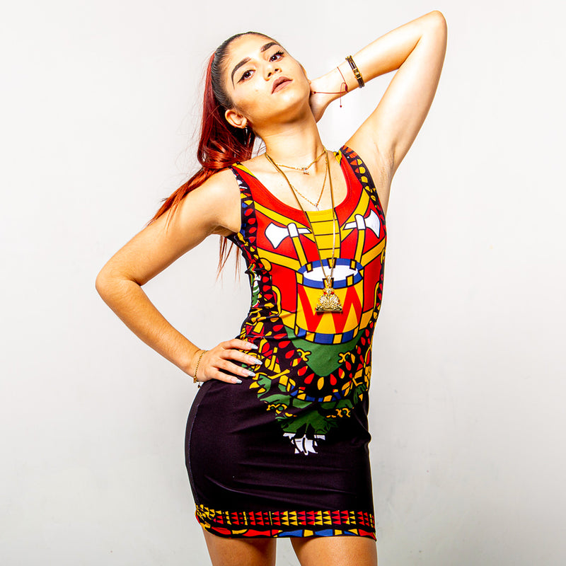 BLACK TMMG LUXURY HAITIAN FLAG DASHIKI DRESS