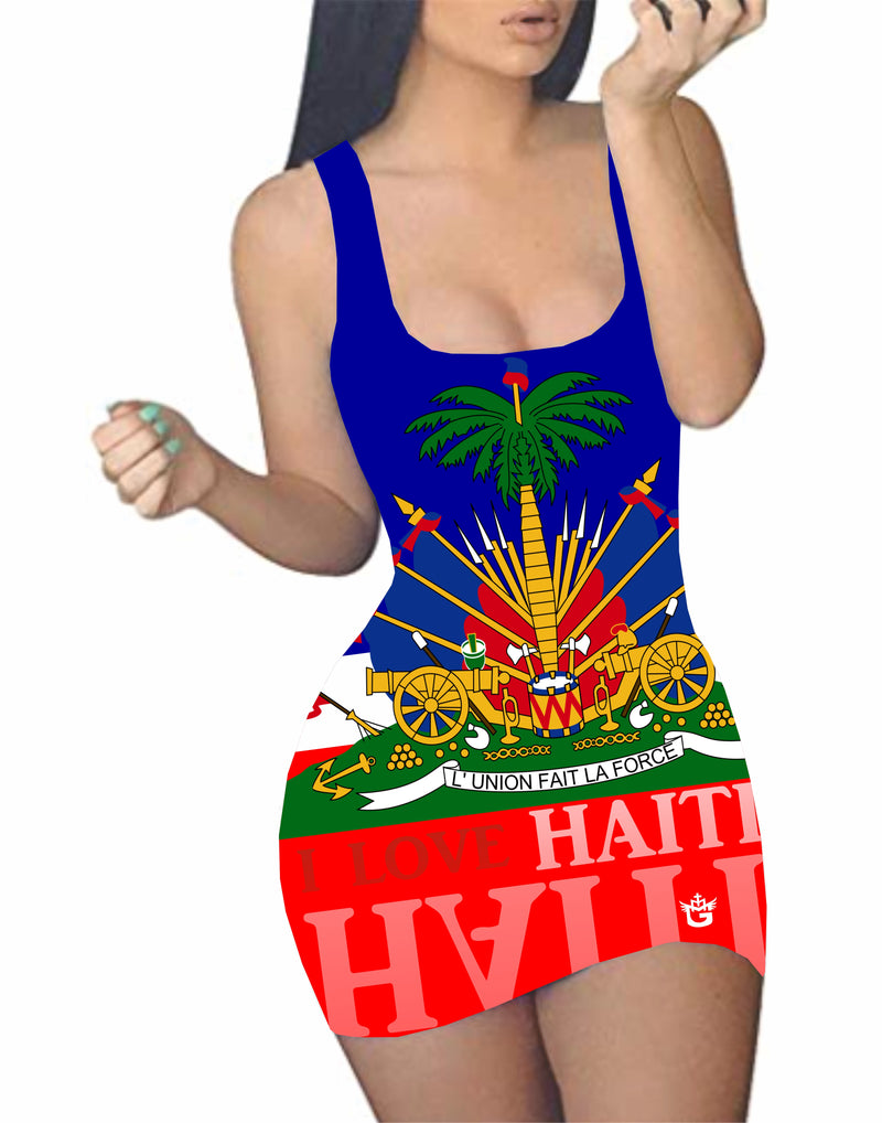 TMMG LUXURY HAITI FLAG DRESS