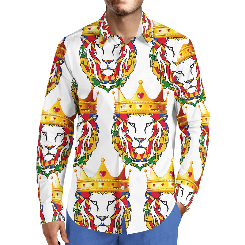 lion dress shirt Maceoo Short Sleeve Shirt Galileo Lion Dissolve White