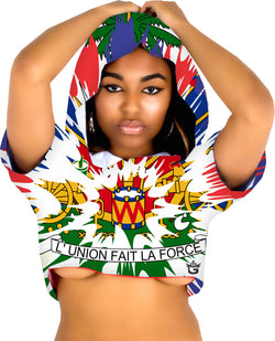 TMMG HAITIAN FLAG TIE DYE STYLE CROP TOP HOODIE