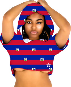TMMG HAITI FLAG ALL OVER CROP TOP HOODIE - TMMG