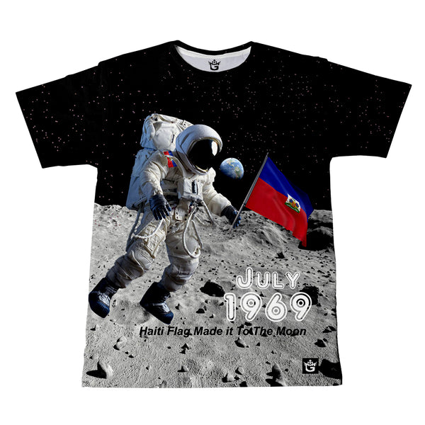 TMMG HAITI FLAG MADE IT TO THE MOON JULY 1969 PRINT COLLECTION T-SHIRT