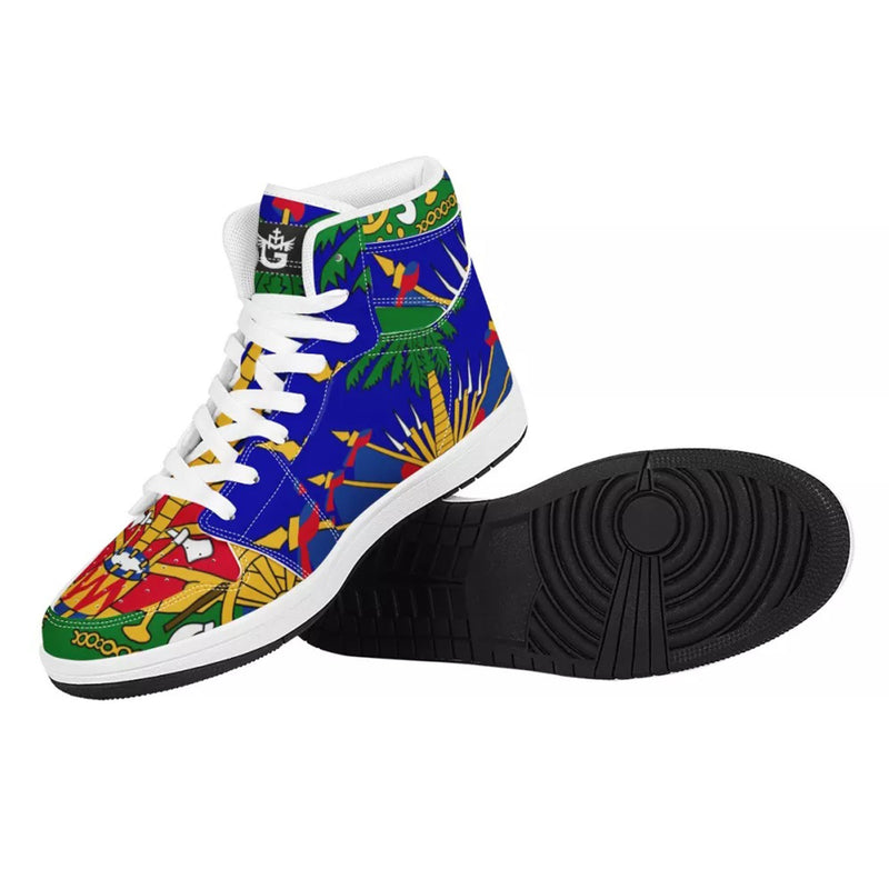 TMMG Haitian Flag High Top Leather Sneakers