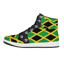 TMMG JAMAICAN FLAG HIGH TOP LEATHER SNEAKERS