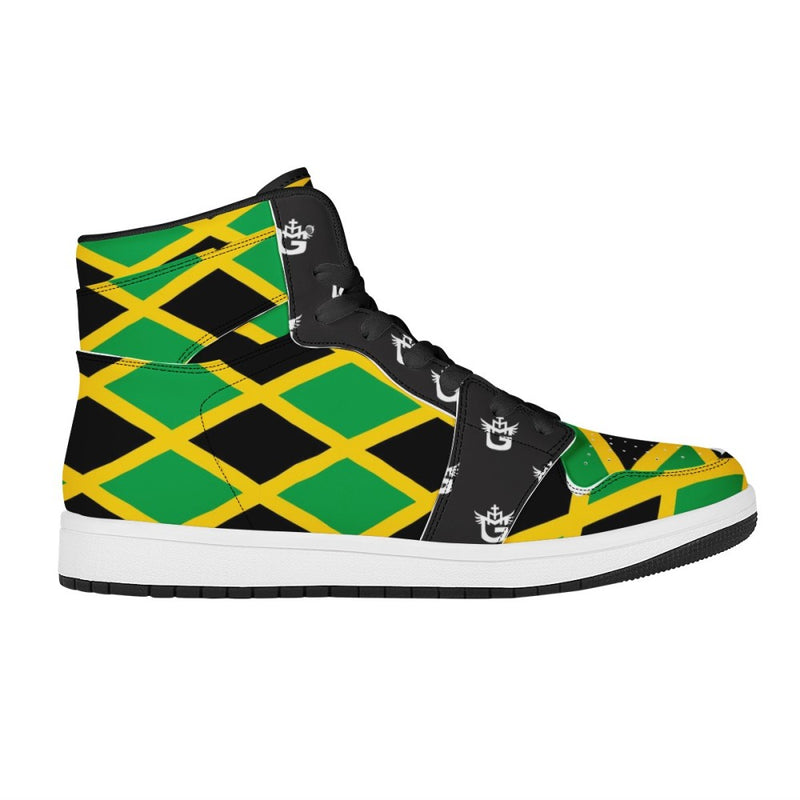 TMMG JAMAICAN FLAG HIGH TOP LEATHER SNEAKERS