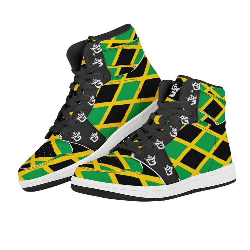 TMMG JAMAICAN FLAG HIGH TOP LEATHER SNEAKERS