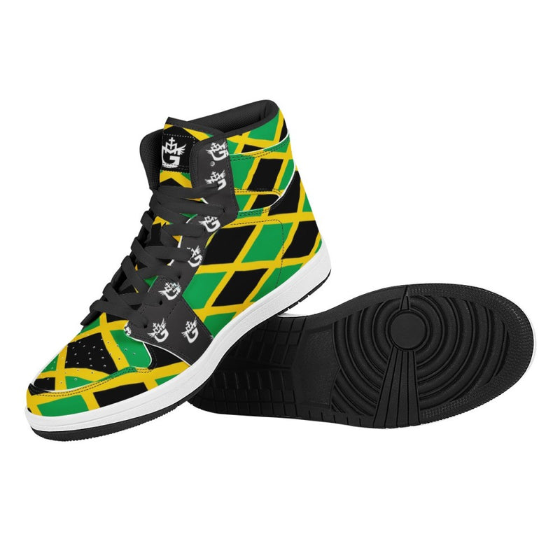TMMG JAMAICAN FLAG HIGH TOP LEATHER SNEAKERS