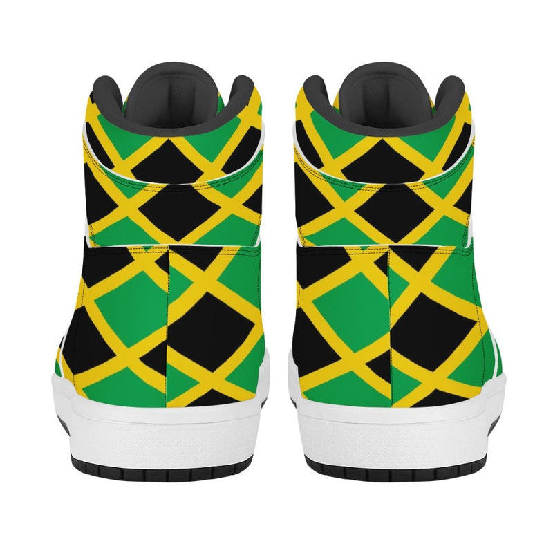 TMMG JAMAICAN FLAG HIGH TOP LEATHER SNEAKERS