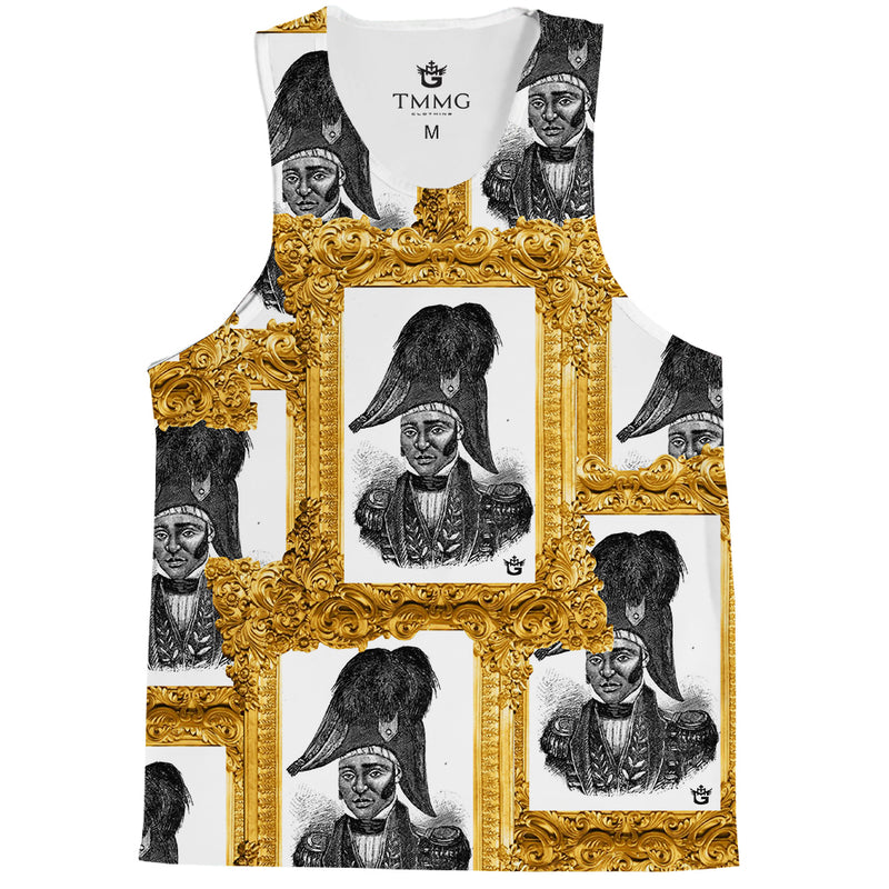TMMG LUXURY JEAN JACQUES DESSALINES GOLD FRAME ALL OVER TANK TOP