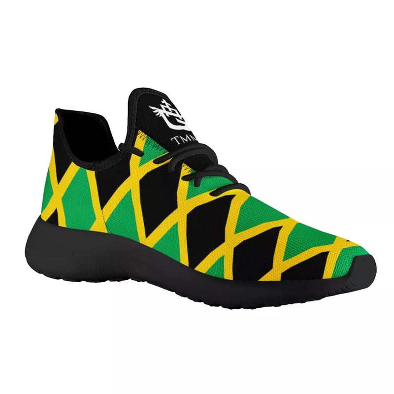 TMMG Jamaican Flag Print Mesh-Knit Fabric Sneaker